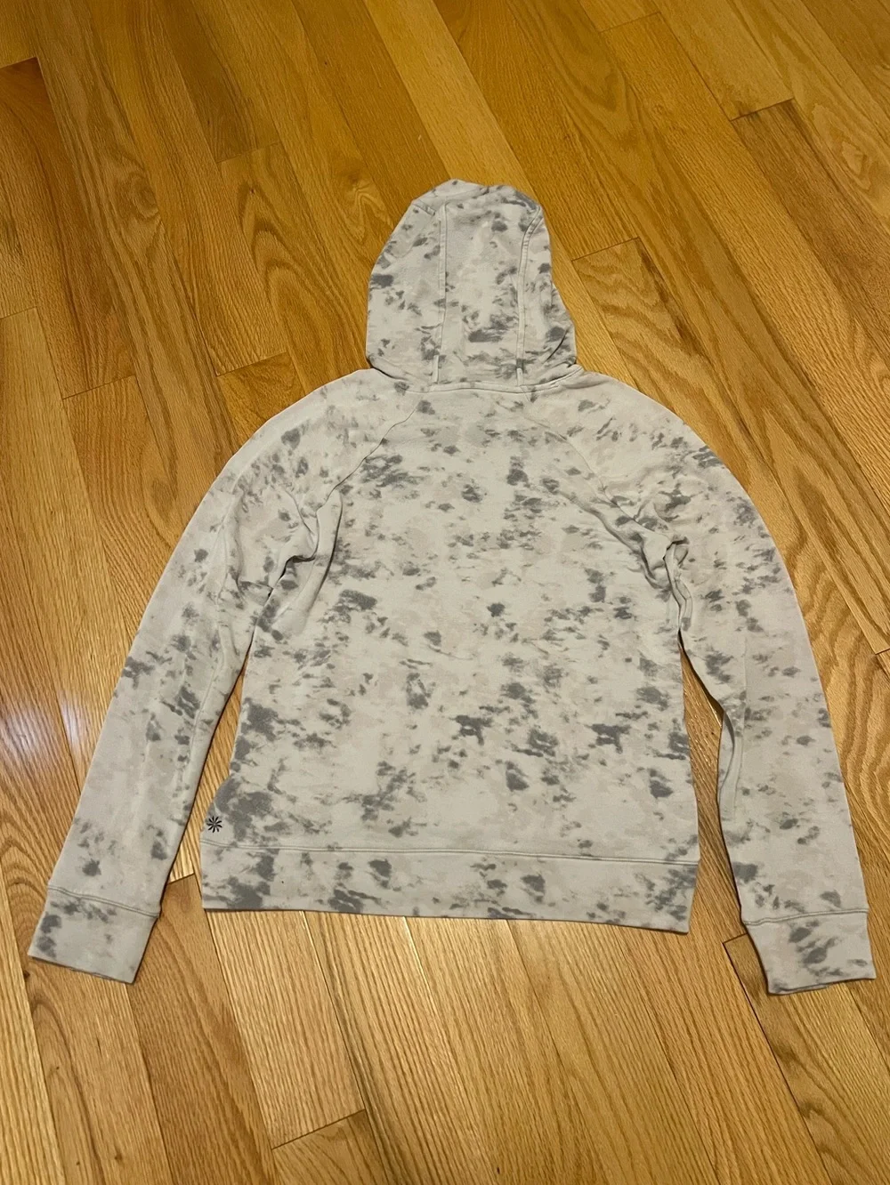 Athleta Girl In Your Element Gray and White Tie-Dye Hoodie